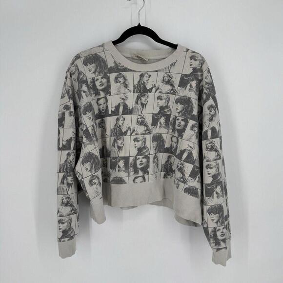 Taylor Swift sweatshirt womens large L Eras Tour crop oversized relaxed swiftie - Picture 1 of 5